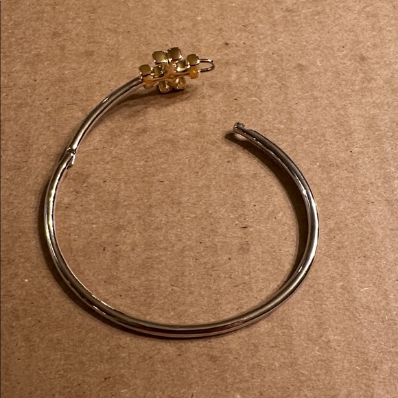 Tory Burch Two Toned Eleanor Hinged Cuff Bracelet - Picture 2 of 5